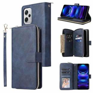 For Xiaomi Redmi Note 12 Explorer / Note 12 Pro+ Global 9 Card Slots Zipper Wallet Bag Leather Phone Case(Blue)