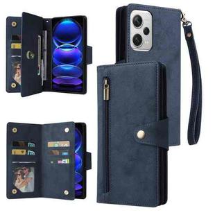 For Xiaomi Redmi Note 12 Explorer / Note 12 Pro+ Global Rivet Buckle 9 Cards Three Fold Leather Phone Case(Blue)