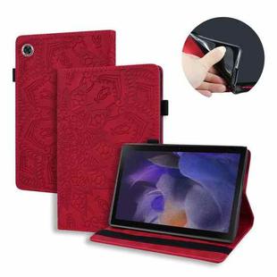 For Samsung Galaxy Tab A8 10.5 2021 Calf Texture Embossed Flip Leather Tablet Case(Red)