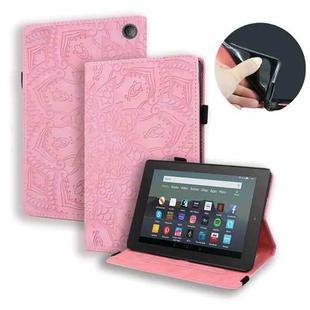 For Amazon Kindle Fire 7 2022 Calf Texture Embossed Flip Leather Tablet Case(Pink)