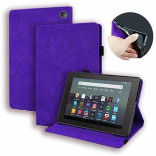 For Amazon Kindle Fire 7 2022 Calf Texture Embossed Flip Leather Tablet Case(Purple)
