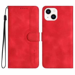 For iPhone 14 Heart Pattern Skin Feel Leather Phone Case(Red)
