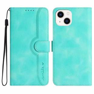For iPhone 14 Plus Heart Pattern Skin Feel Leather Phone Case(Light Blue)