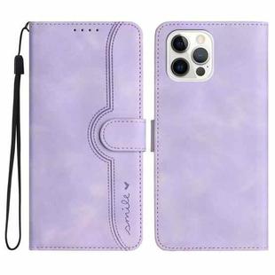 For iPhone 14 Pro Heart Pattern Skin Feel Leather Phone Case(Purple)