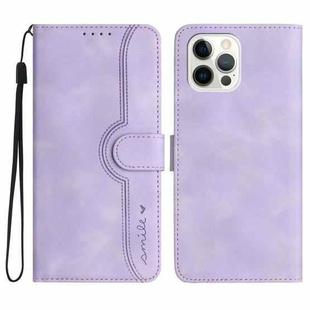 For iPhone 14 Pro Max Heart Pattern Skin Feel Leather Phone Case(Purple)