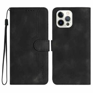 For iPhone 14 Pro Max Heart Pattern Skin Feel Leather Phone Case(Black)