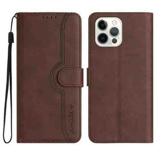 For iPhone 14 Pro Max Heart Pattern Skin Feel Leather Phone Case(Brown)