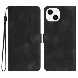 For iPhone 13 mini Heart Pattern Skin Feel Leather Phone Case(Black)