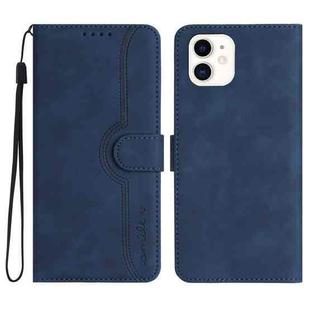 For iPhone 12 mini Heart Pattern Skin Feel Leather Phone Case(Royal Blue)
