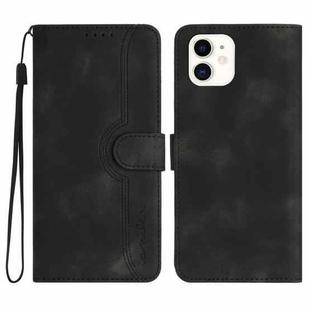 For iPhone 12 mini Heart Pattern Skin Feel Leather Phone Case(Black)