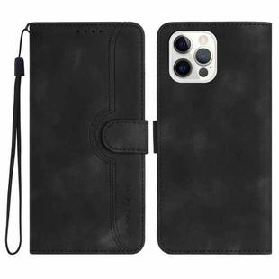 For iPhone 12 Pro Max Heart Pattern Skin Feel Leather Phone Case(Black)