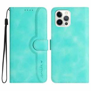 For iPhone 12 Pro Max Heart Pattern Skin Feel Leather Phone Case(Light Blue)