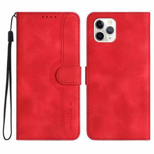 For iPhone 11 Pro Heart Pattern Skin Feel Leather Phone Case(Red)
