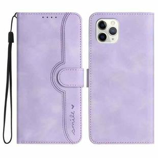 For iPhone 11 Pro Heart Pattern Skin Feel Leather Phone Case(Purple)