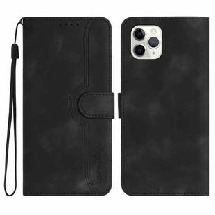 For iPhone 11 Pro Heart Pattern Skin Feel Leather Phone Case(Black)