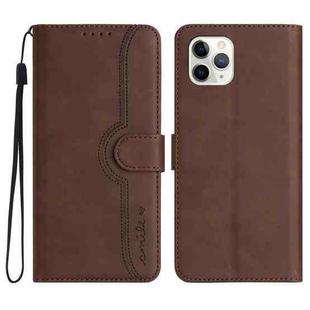 For iPhone 11 Pro Heart Pattern Skin Feel Leather Phone Case(Brown)