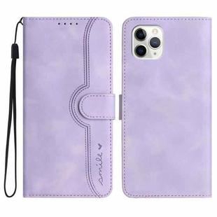 For iPhone 11 Pro Max Heart Pattern Skin Feel Leather Phone Case(Purple)