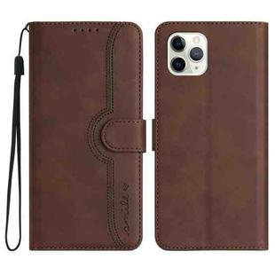 For iPhone 11 Pro Max Heart Pattern Skin Feel Leather Phone Case(Brown)