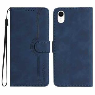 For iPhone XR Heart Pattern Skin Feel Leather Phone Case(Royal Blue)