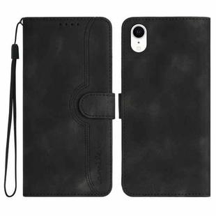 For iPhone XR Heart Pattern Skin Feel Leather Phone Case(Black)