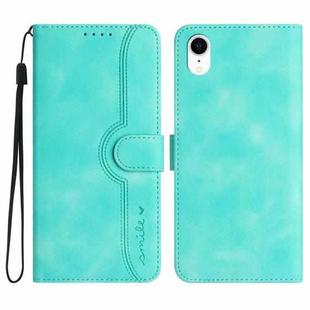 For iPhone XR Heart Pattern Skin Feel Leather Phone Case(Light Blue)