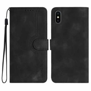 For iPhone XS Max Heart Pattern Skin Feel Leather Phone Case(Black)