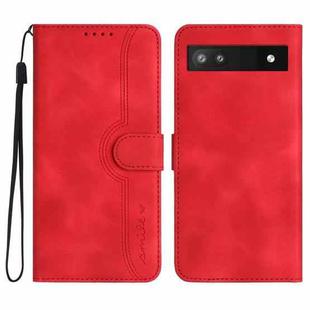 For Google Pixel 6a Heart Pattern Skin Feel Leather Phone Case(Red)