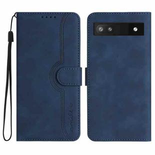 For Google Pixel 6a Heart Pattern Skin Feel Leather Phone Case(Royal Blue)