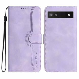 For Google Pixel 6a Heart Pattern Skin Feel Leather Phone Case(Purple)