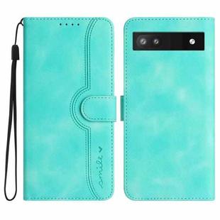 For Google Pixel 6a Heart Pattern Skin Feel Leather Phone Case(Light Blue)