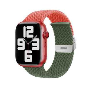 Nylon Braided Stitching Buckle Watch Band For Apple Watch Series 8&7 41mm / SE 2&6&SE&5&4 40mm / 3&2&1 38mm(Orange Olive Green)