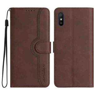 For Xiaomi Redmi 9A/9AT/9i Heart Pattern Skin Feel Leather Phone Case(Brown)