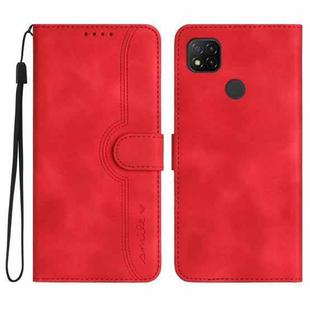 For Xiaomi Redmi 9C/9C NFC/Poco C3 Heart Pattern Skin Feel Leather Phone Case(Red)