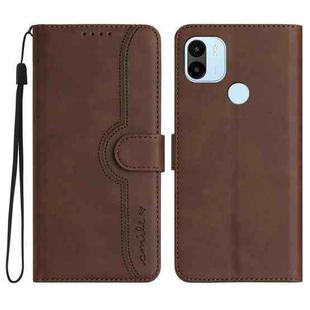 For Xiaomi Redmi A1+ Heart Pattern Skin Feel Leather Phone Case(Brown)
