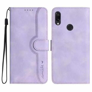 For Xiaomi Redmi Note 7 Heart Pattern Skin Feel Leather Phone Case(Purple)