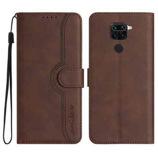 For Xiaomi Redmi Note 9 4G Global/10X 4G Heart Pattern Skin Feel Leather Phone Case(Brown)