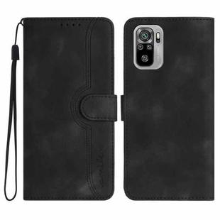 Heart Pattern Skin Feel Leather Phone Case For Xiaomi Redmi Note 10 4G Global/Note 10S Global/Note 11SE 4G India/Poco M5s 4G Global (Black)