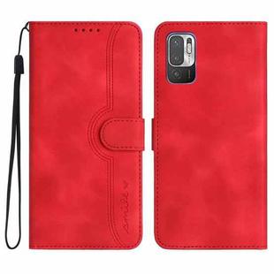 For Xiaomi Redmi Note 10 5G Heart Pattern Skin Feel Leather Phone Case(Red)