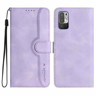 For Xiaomi Redmi Note 10 5G Heart Pattern Skin Feel Leather Phone Case(Purple)