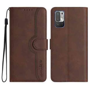 For Xiaomi Redmi Note 10 5G Heart Pattern Skin Feel Leather Phone Case(Brown)