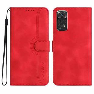 For Xiaomi Redmi Note 11 4G Global/Note 11S Heart Pattern Skin Feel Leather Phone Case(Red)