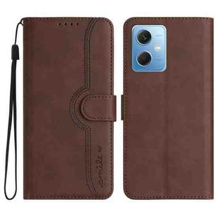 For Xiaomi Redmi Note 12 5G Heart Pattern Skin Feel Leather Phone Case(Brown)