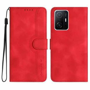 For Xiaomi 11T/11T Pro Heart Pattern Skin Feel Leather Phone Case(Red)
