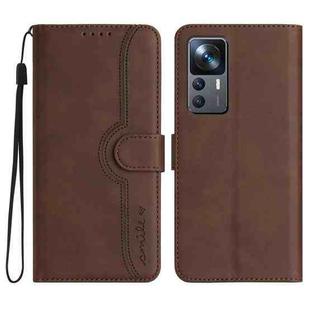 For Xiaomi 12T/12T Pro/Redmi K50 Ultra Heart Pattern Skin Feel Leather Phone Case(Brown)