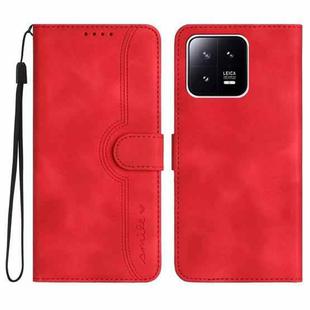 For Xiaomi 13 Pro Heart Pattern Skin Feel Leather Phone Case(Red)