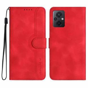 For Xiaomi Poco M5 Heart Pattern Skin Feel Leather Phone Case(Red)