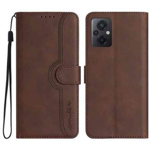 For Xiaomi Poco M5 Heart Pattern Skin Feel Leather Phone Case(Brown)