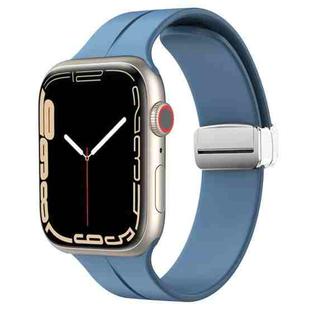 Magnetic Fold Clasp Silicone Watch Band For Apple Watch Series 8&7 41mm / SE 2&6&SE&5&4 40mm / 3&2&1 38mm(Star Blue)