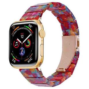 One-bead Resin Watch Band For Apple Watch Series 8&7 41mm / SE 2&6&SE&5&4 40mm / 3&2&1 38mm(Pearl Rainbow)