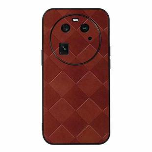 For OPPO Find X6 Weave Plaid PU Phone Case(Brown)